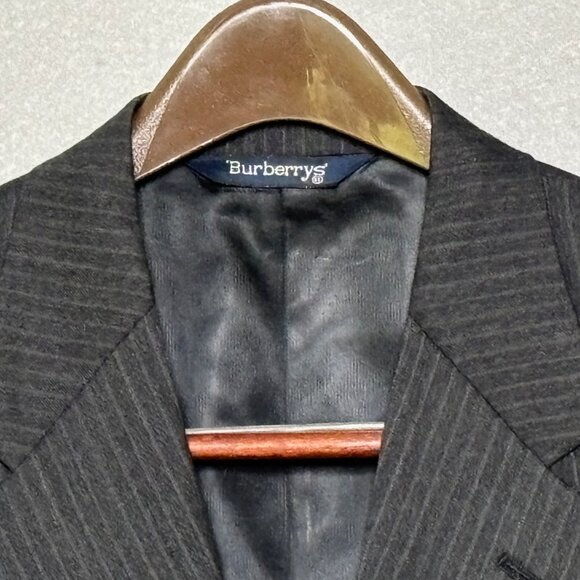 Burberrys Blazer Suit Jacket Sport Coat Gray Pinstripe Size 40R - Picture 4 of 16